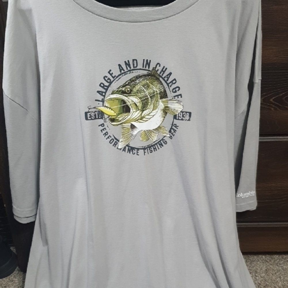 Columbia Gray Mens 3x Tall Performance Fishing Tee